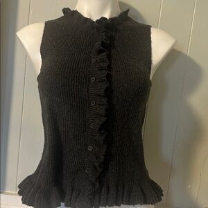Gray   Ruffled Sleeveless Top